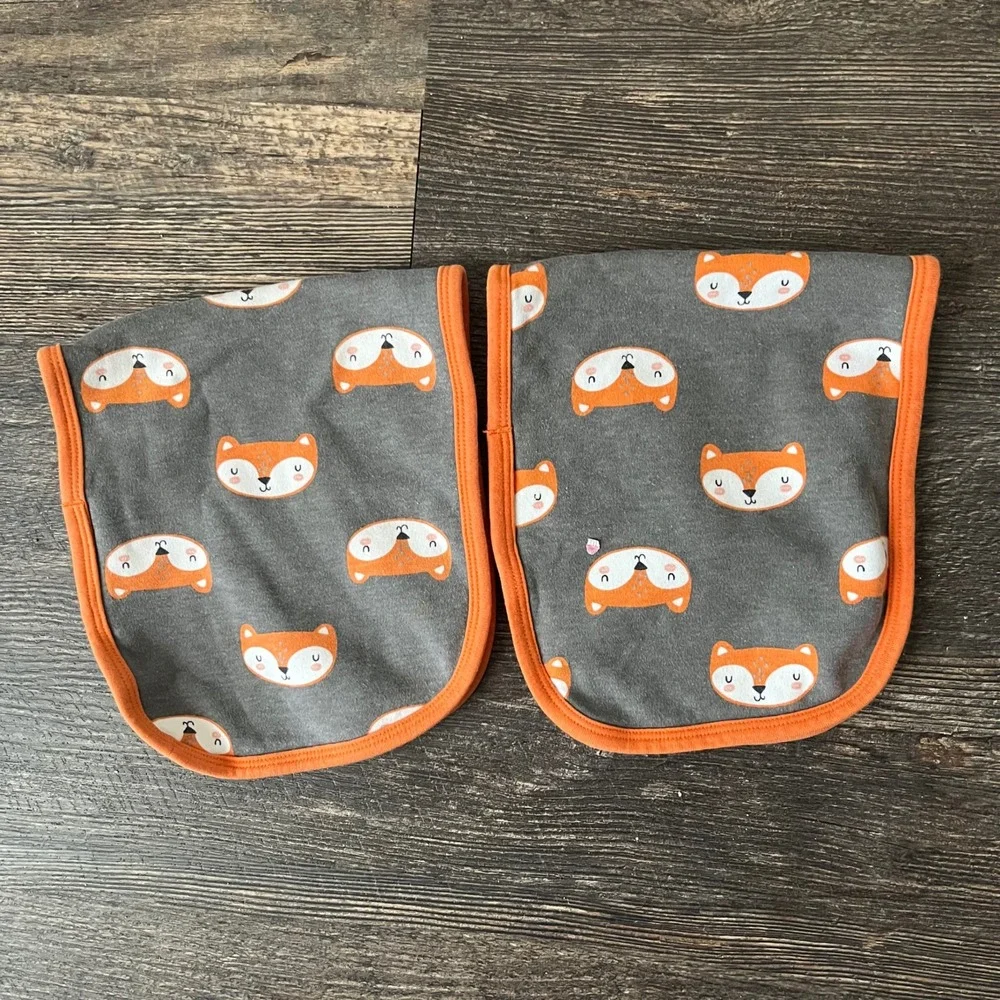 Fox Burp Cloths Cute Baby Burpies Shoulder Protection Set‎ of 2